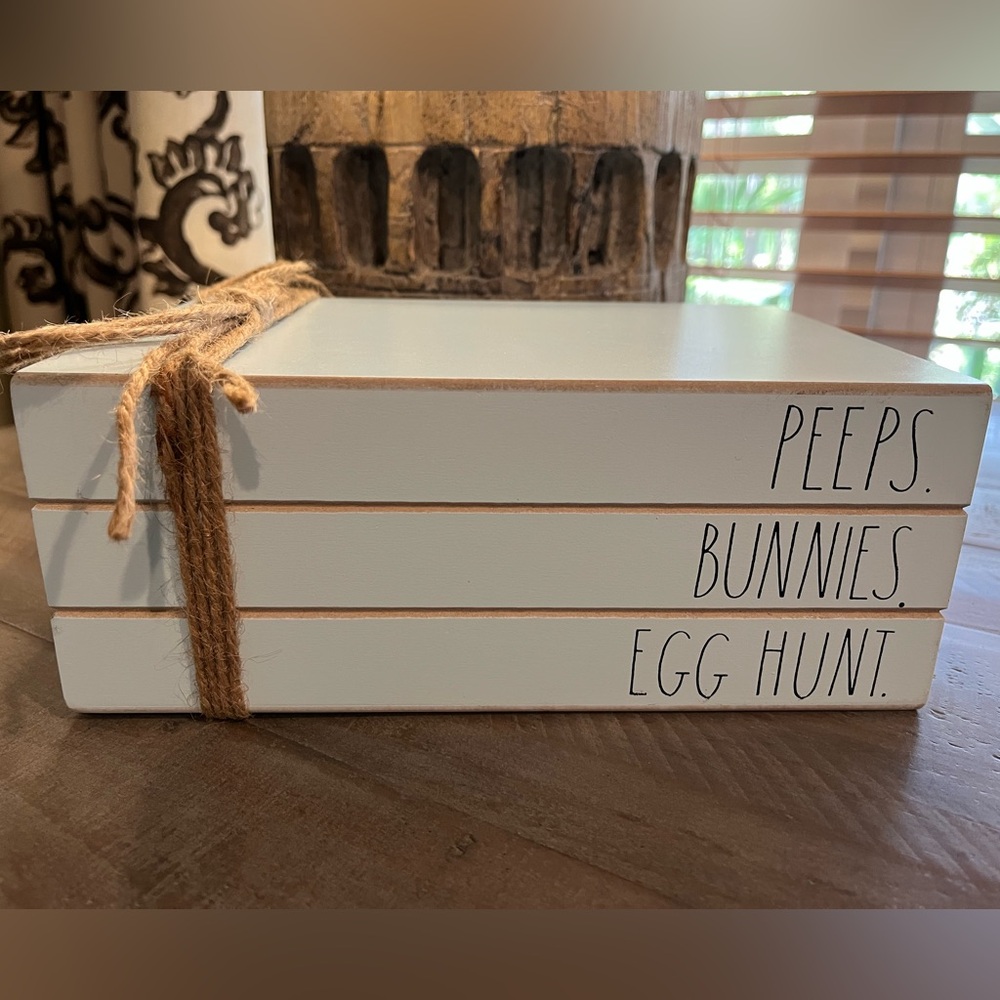 Rae Dunn Decorative Easter Stack, PEEPS. BUNNIES. EGG HUNT., Powder Blue